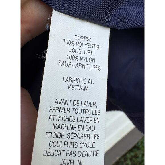 LL Bean Jacket Women M Blue Fleece Peacoat Double Breasted Outdoor Pockets - Picture 4 of 5